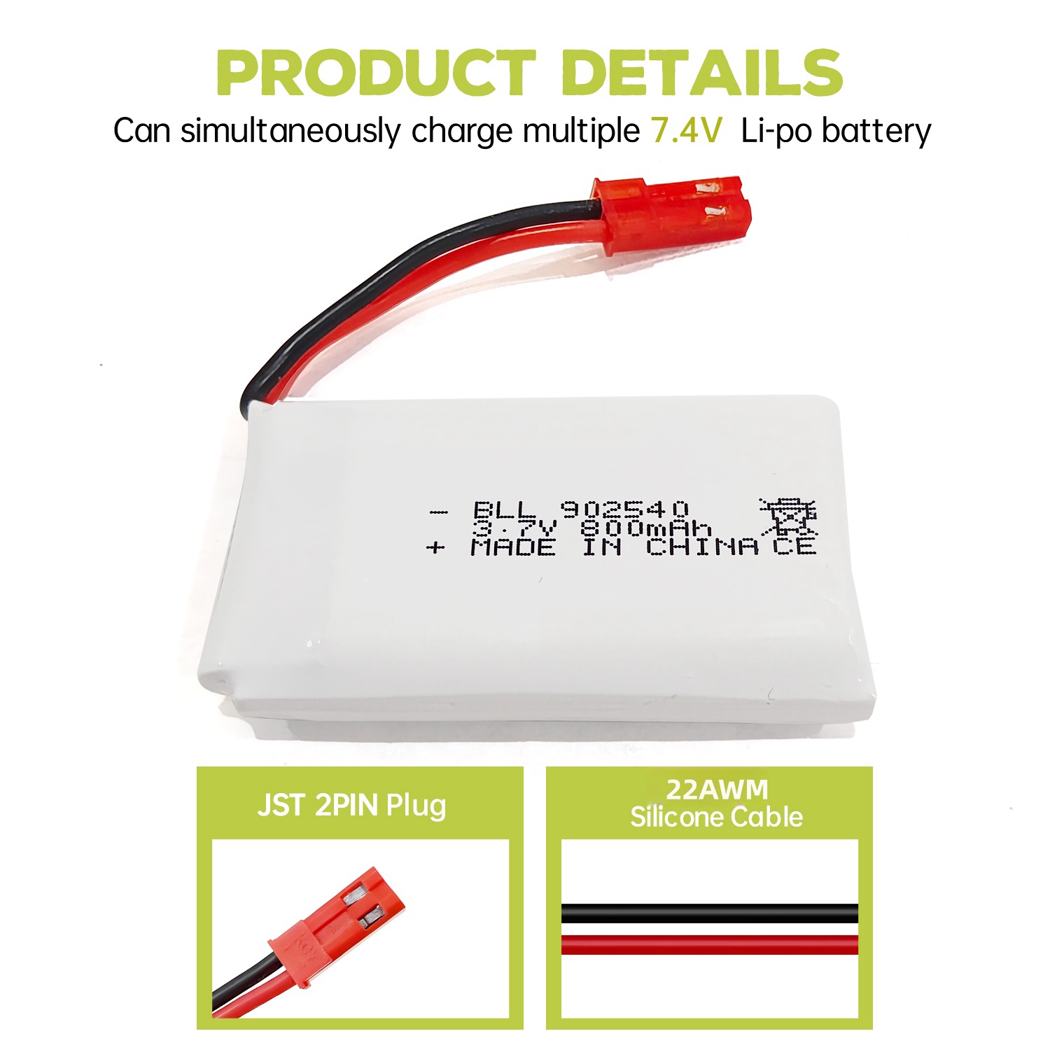 5PCS 3.7V 800mAh 30C Lipo Batt - Drone Mjx Rc ulasan dan harga