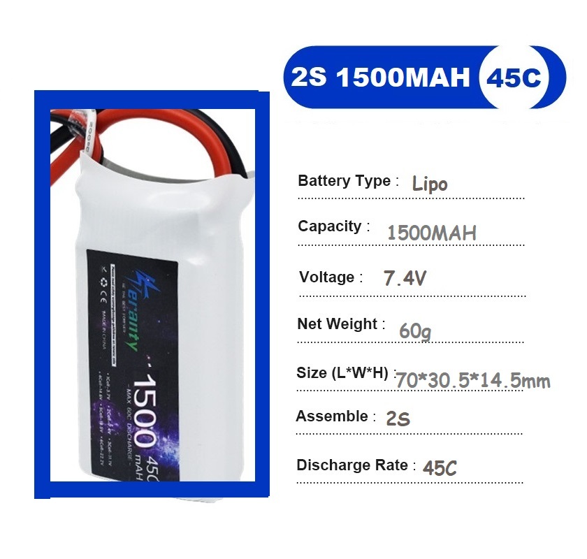 2PCS 7.4V Lipo 2S Battery 1500 - Drone Carrera Rc ulasan dan harga